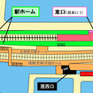 高架化工事に伴い仮線に切り替えられる下大利駅の見取図