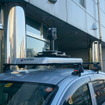 情報収集を担うレーザー計測車両。 GNSS・全方位カメラ・レーザーを搭載し走行させる