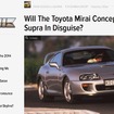 「トヨタがデトロイトモーターショー14において、『MIRAI』（未来）と名付けたスポーツカーコンセプトカーを初公開する」と伝えた米『JALOPNIK』