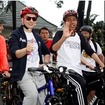 ホルヘ・ロレンソ選手が電動アシスト自転車「PAS」で走行、自転車通勤を奨励するジャカルタ特別州知事と電動アシスト自転車体験