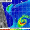 マイクロ波観測（AMSR2：89GHｚ-H偏波輝度温度） 輝度温度とは地表面かや大気中から放射される特定の周波数の電波を表すもの（出典：JAXA）