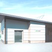 南中郷駅の新駅舎のイメージ。「印象的な屋根とひさし」で「街と駅をゆるやかに繋」ぐデザインとしている。