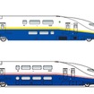 E4系の車体デザイン変更前（上）と変更後（下）のイメージ。かつてE1系で採用されていた「朱鷺色」の帯が復活する。