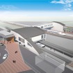 東海道本線袋井～磐田間に設置される新駅のイメージ。2面2線のホームと橋上駅舎、自由通路を整備する。