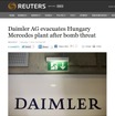 メルセデスのハンガリー工場が爆破予告で操業を一時停止したと伝える『ロイター』