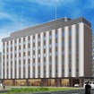 釜石駅前に建設されるホテルフォルクローロ三陸釜石の完成イメージ。2015年春のオープンを目指す。