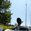 震災時に活躍したソフトバンクモバイルの衛星移動基地車も展示