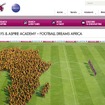 カタール航空公式ウェブサイト内の「フットボール・ドリームス・アフリカ」専用ページ