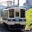 亀戸駅に近づく8000系。23区内を2両の電車がゆっくりと走る