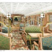 『或る列車』1号車の内装イメージ。テーブル席を設けてスイーツを提供する。