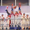 LMP1クラスの表彰式。優勝のアウディに続き、2～3位にはポルシェ勢が入った。