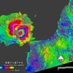 「だいち2号」による桜島の干渉SAR解析の画像（JAXA解析）