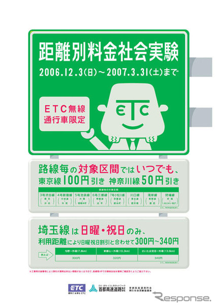 首都高で、距離別料金社会実験　ETC対象