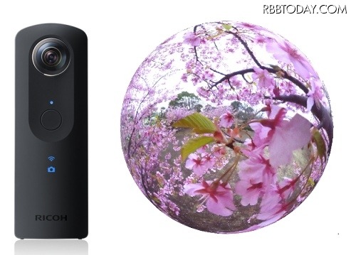 「RICOH THETA S」（左）、撮影イメージ（右）