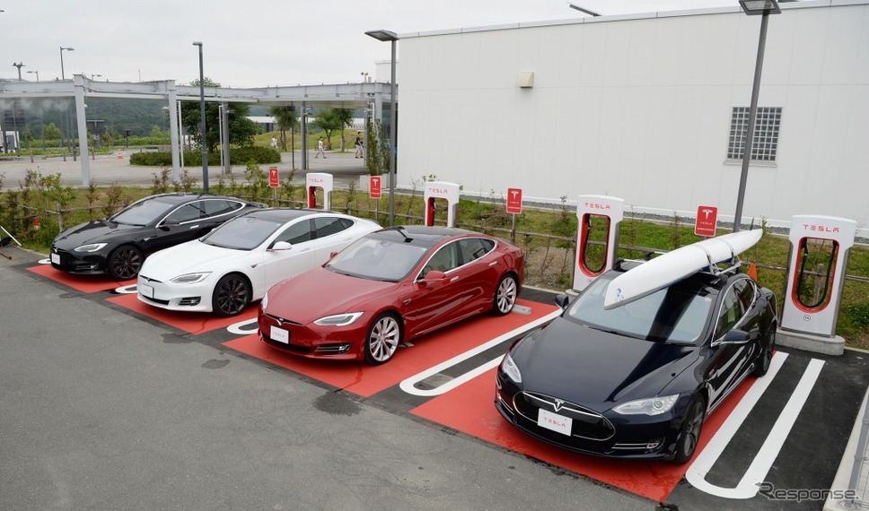 燃料費無料 排ガスゼロで本州縦断 テスラ 浜松に充電施設を開設 レスポンス Response Jp