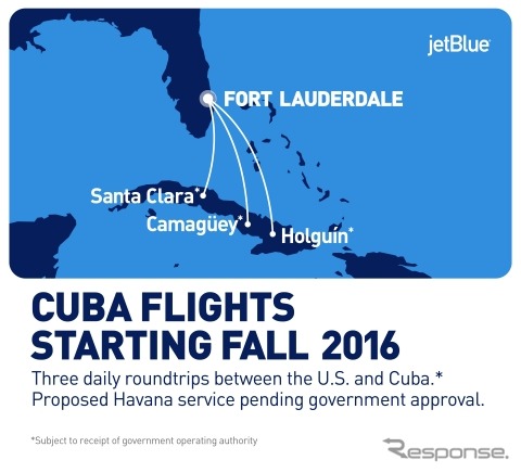 米LCCジェットブルー、フォートローダーデールとキューバ3都市結ぶ路線を開設へ