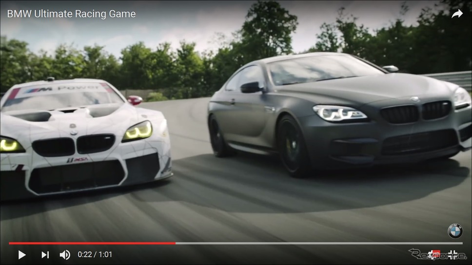 BMW M6 GTLMとM6クーペが無人走行でサーキット対決（動画キャプチャ）