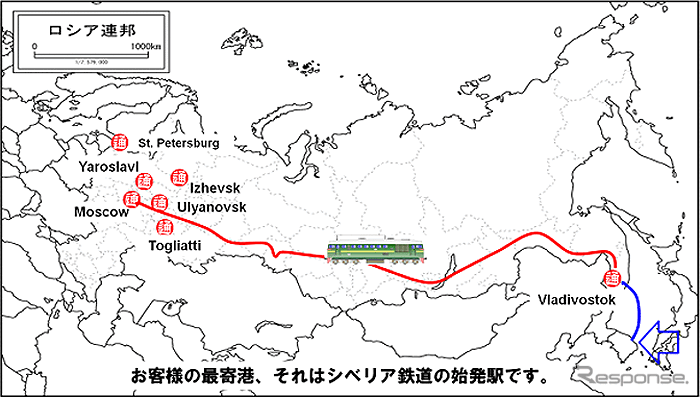 輸送ルートおよびロシア日通拠点図