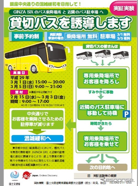「GINZA SIX」貸切バス乗降所有効活用実証実験