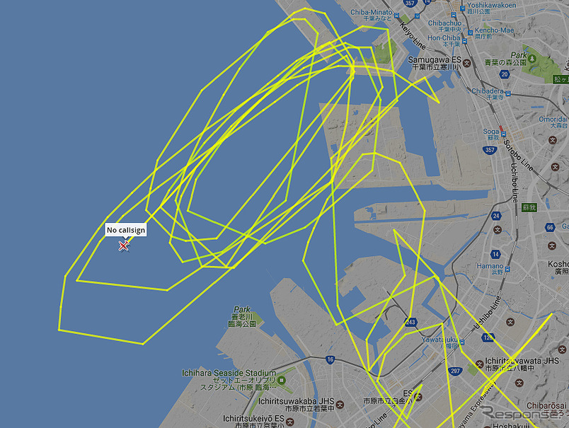 2月25日、千葉港上空をぐるぐると旋回する「No callsign」の正体は？