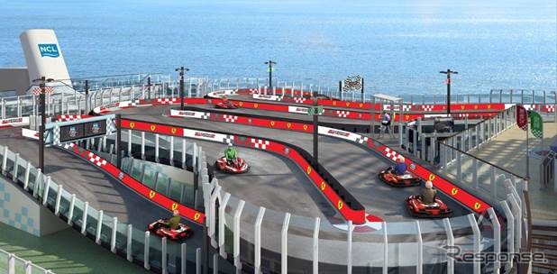 フェラーリのゴーカート場が設けられた新型クルーズ船「ノルウェージャンジョイ号」