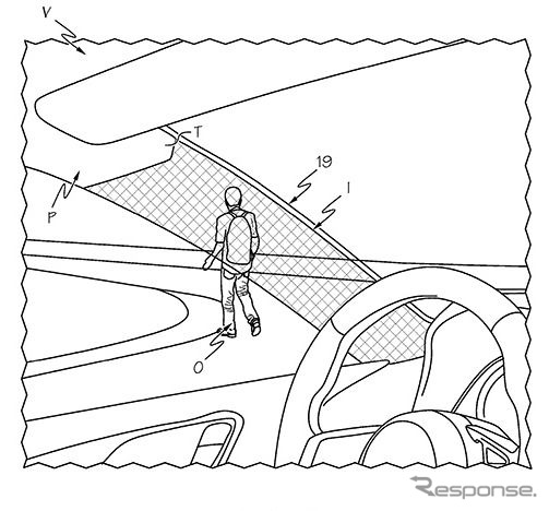 トヨタが米国で出願している特許。ドライバーからフロントピラーを透過して見えるようにする