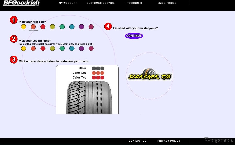 ウェブサイトでオリジナル・タイヤをデザイン