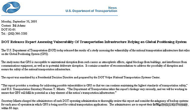 【同時多発テロ】米運輸省の「GPS脆弱警報」はテロ前日に発令されていた!!