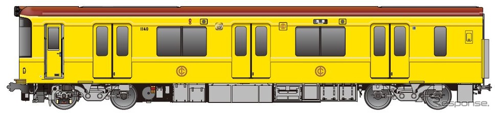 1000系特別仕様車のイメージ。90周年記念ロゴのほか東京地下鉄道の社章も掲出される。