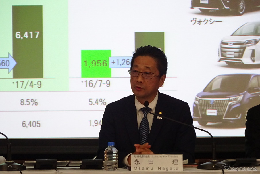 第2四半期決算を発表するトヨタの永田理副社長