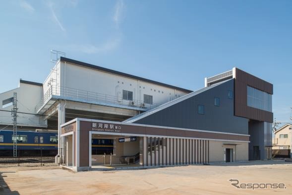 新しい新河岸駅舎のイメージ。東西両側から入れる橋上駅舎になった。