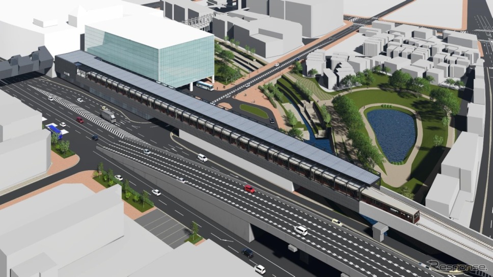 延伸区間の終点に設けられる新箕面駅（仮称）のイメージ。箕面市が開業時の正式な駅名を一般から募集している。