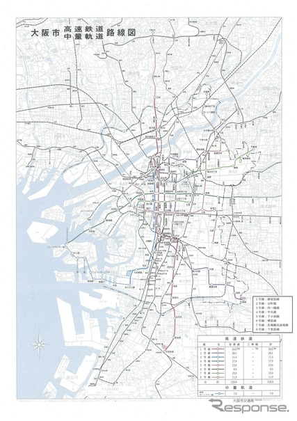 大阪市高速鉄道・中量軌道路線図