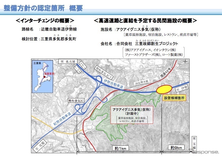認定された三重県多気町での民間施設直結スマートインターチェンジ