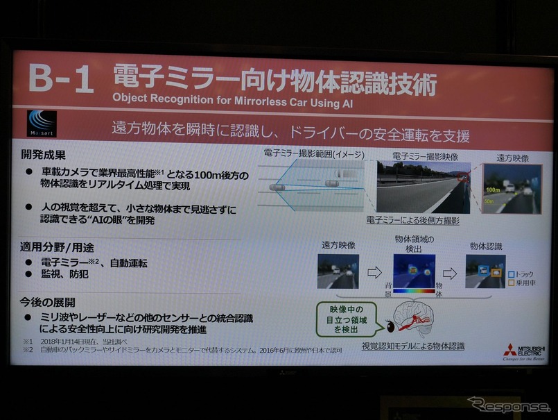 カメラ映像をリアルタイムに解析し接近車両を検知するAI。軽量なAIのため実装が容易であることが特徴。