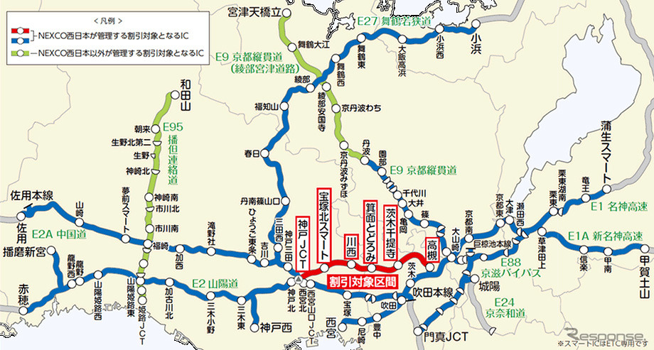 新名神川西-神戸JCTが3月18日より開通割引開始、宝塚トンネル迂回ルートに利用可能