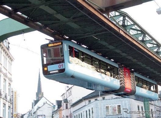 ドイツのヴッパータ―ル空中鉄道。全長13.3kmの路線で、おもにライン川支流のヴッパー川上で運行されている。