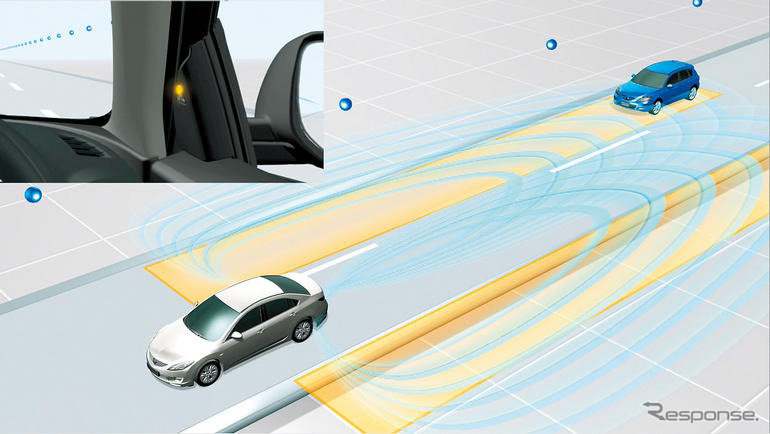 後方の接近車両を検出するシステム---マツダ アテンザ 新型