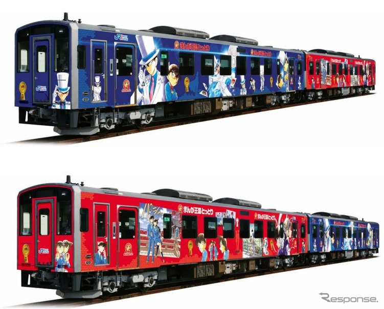 名探偵コナン のイラスト列車 今度は青と赤 現黄色車両をリニューアル 6月22日運転開始 レスポンス Response Jp