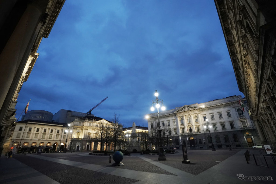 イタリア、ミラノ市街(3月12日)