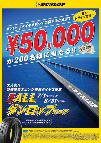 ダンロップ タイヤ購入で5万円が当たる