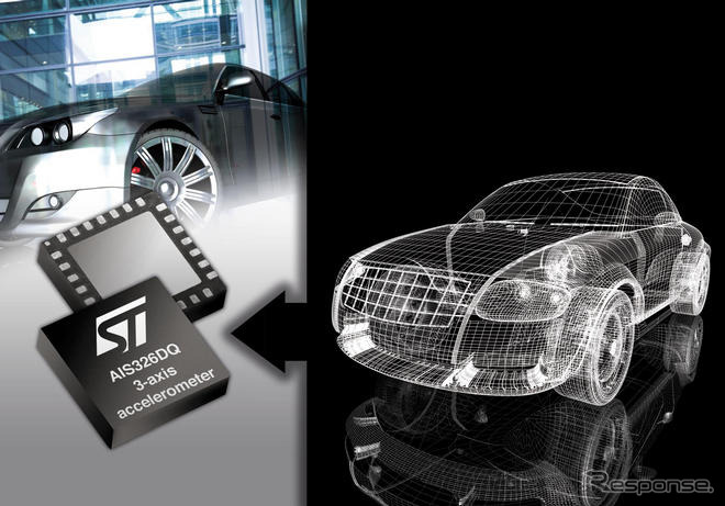 STマイクロ、車載用3軸MEMS加速度センサを発表