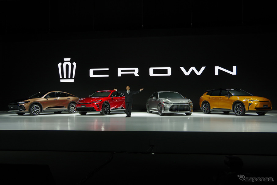 4つのボディタイプの新型『クラウン』を発表したトヨタ自動車 豊田章男社長