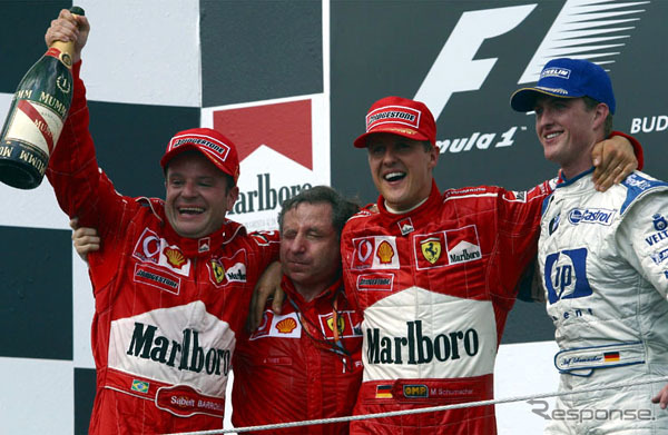 【F1ハンガリーGP決勝】バリケロが今季2勝目……シューマッハ従えて