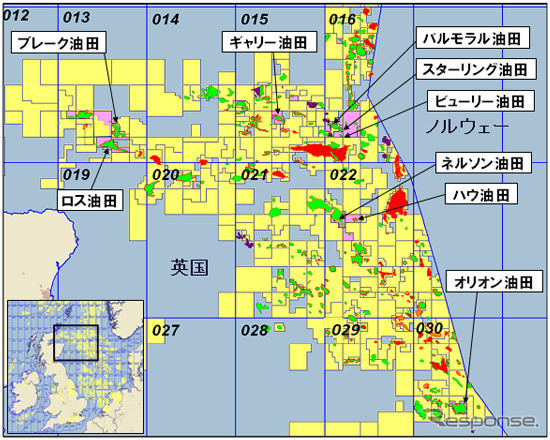 PSIUK社保有鉱区および油田位置図