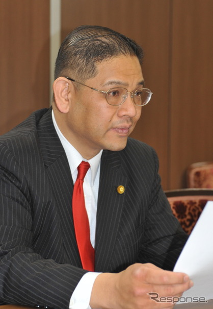 前田雄吉二輪車ユーザー議連参与　撮影＝石田信一郎