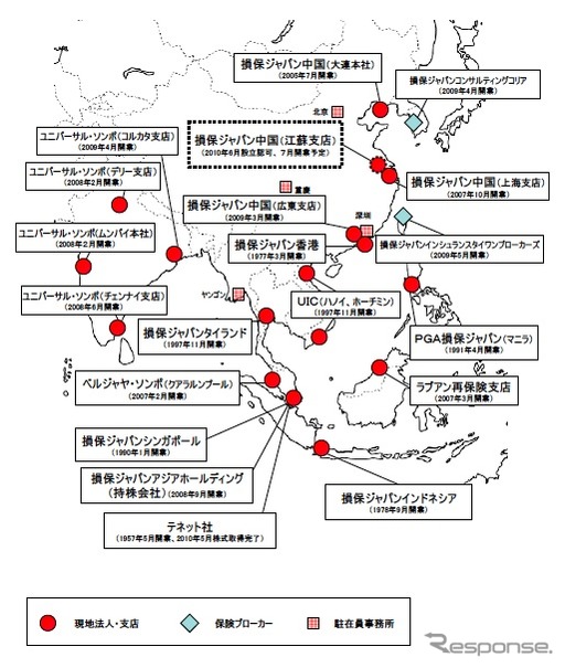 アジア地域での主要拠点図