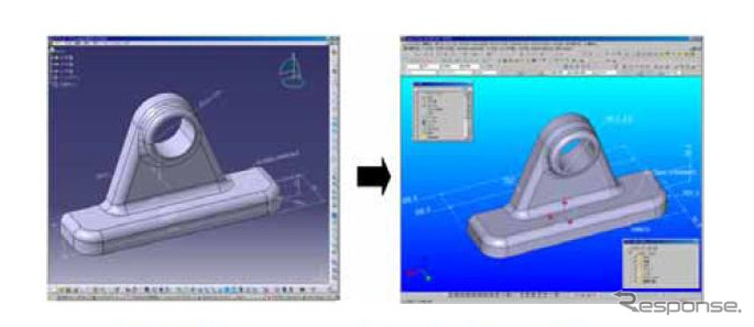 CATIAからCaelum IIIへの3D寸法・注記取り込み画面