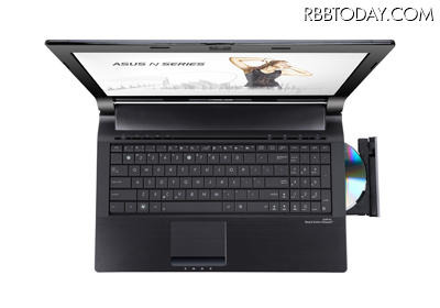 ノートPC、ネットブック、2010年冬モデル、ASUSTeK Computer 「N53Jf」のBlu-rayドライブ搭載イメージ