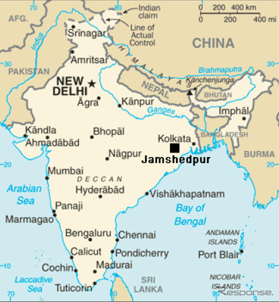 製鉄所所在地：インド ジャールカンド州ジャムシェドプール